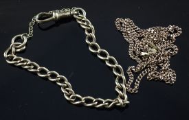 A 15ct gold bracelet (converted albert) and a 9ct gold necklace.