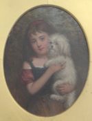 Joshua Hargrave Sams Mann (fl.1849-1884)oil on millboard,Portrait of a girl holding a white