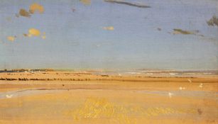 Charles Sims (1873-1928)oil on canvas,Beach scene in Sussex,signed,8.5 x 15in.