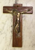 Dunstan Pruden (1906-1974). A cast bronze and wood crucifix, 5.5in.