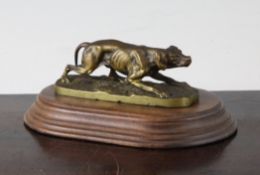 After P.J. Mene. A small gilt bronze figure of a Pointer, on a naturalistic base, signed, 4.25in.