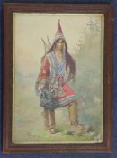 Charles Goldingwatercolour,Study of a North American Indian woman, wearing elaborate robes and