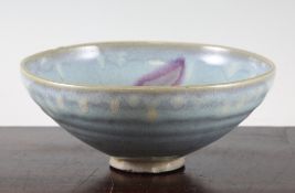 A Chinese Junyao purple splashed bowl, Song / Jin Dynasty, unglazed foot rim, 18.5cmProvenance: