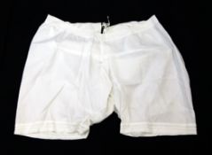 A pair of Queen Victoria`s white linen bloomers, monogrammed & dated VR 36