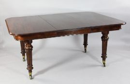 A 19th century Gillows extending dining table, with three extra leaves, the frame stamped Gillow