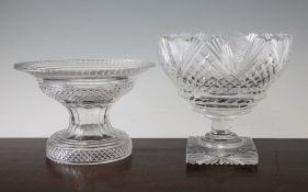 An unusual Regency cut glass stand and a Regency style cut glass pedestal bowl, the stand with