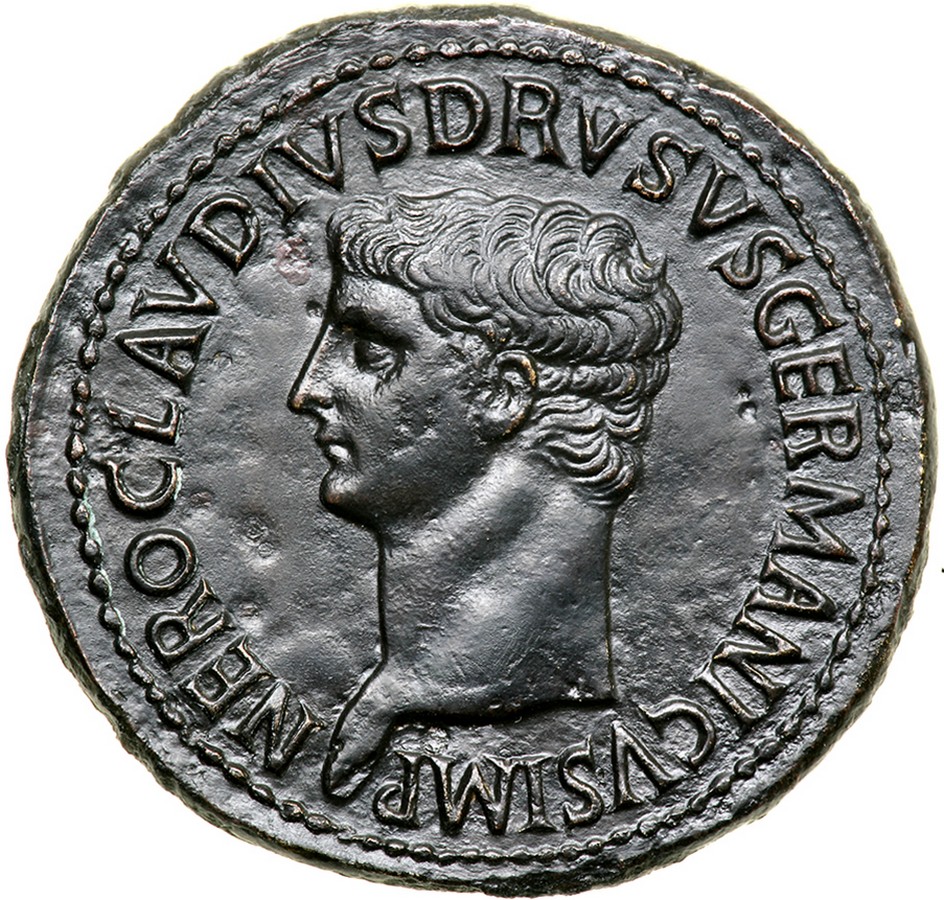 Nero Claudius Drusus. Æ Sestertius (29.0 g), died 9 BC. Rome, under Claudius, ca. AD 50-54. NERO