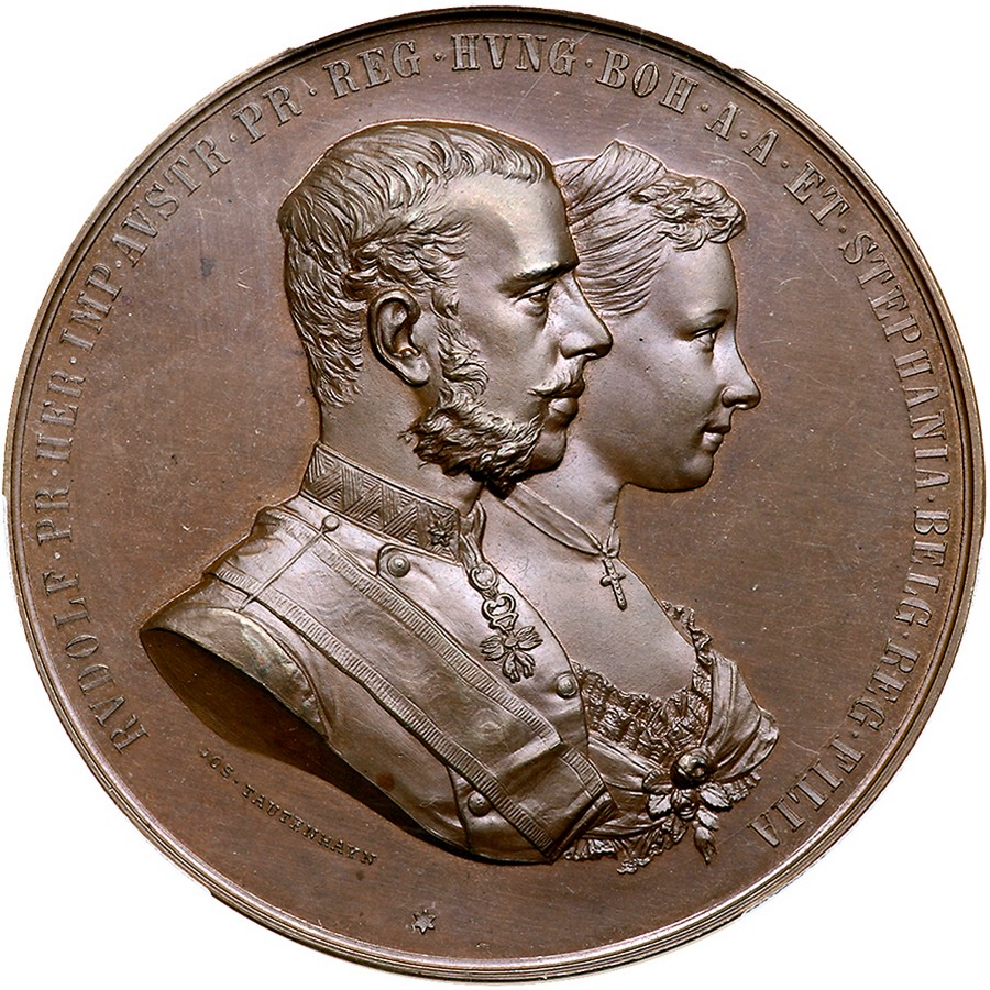 Austria. Medal, 1881. Bronze. 54 mm. By Jos. Tauttenhayn. For the marriage of Archduke Rudolf to