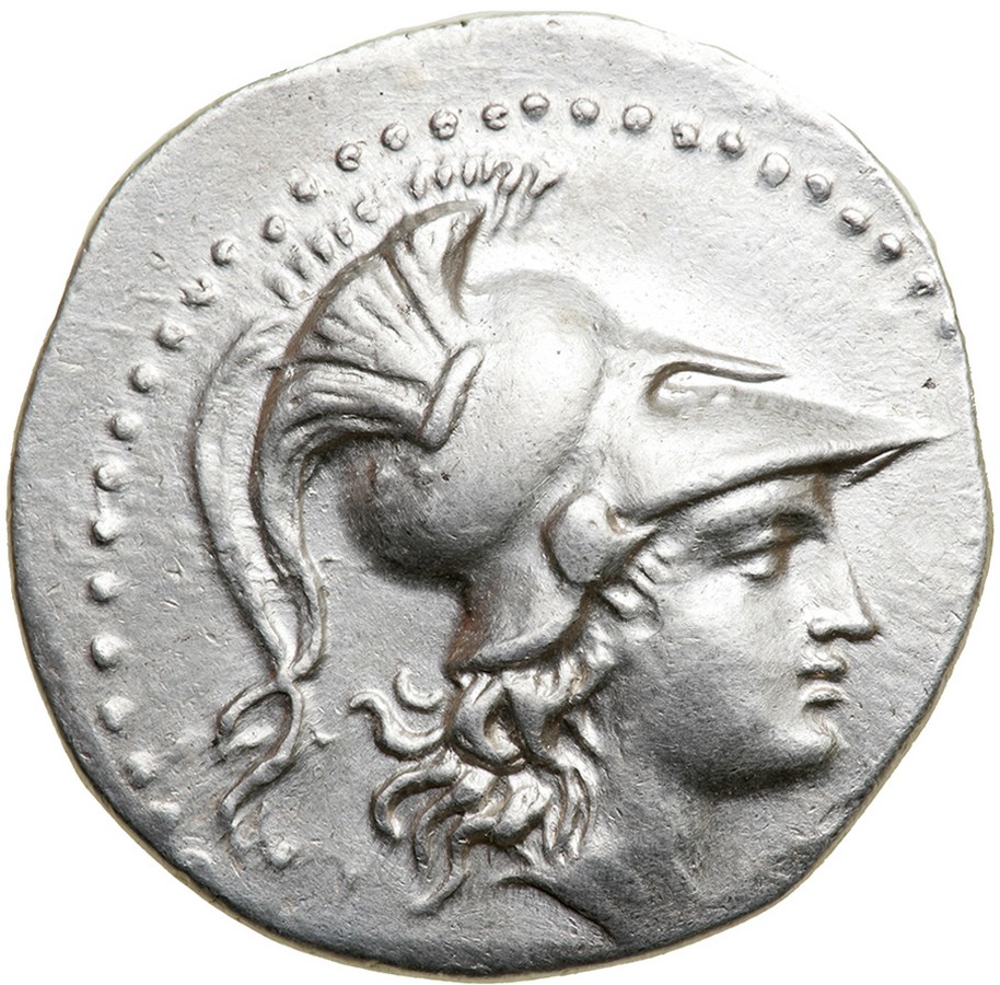 Pamphylia, Side. Silver Tetradrachm (16.7g), ca. 205-100 BC. Di…, magistrate. Head of Athena right,