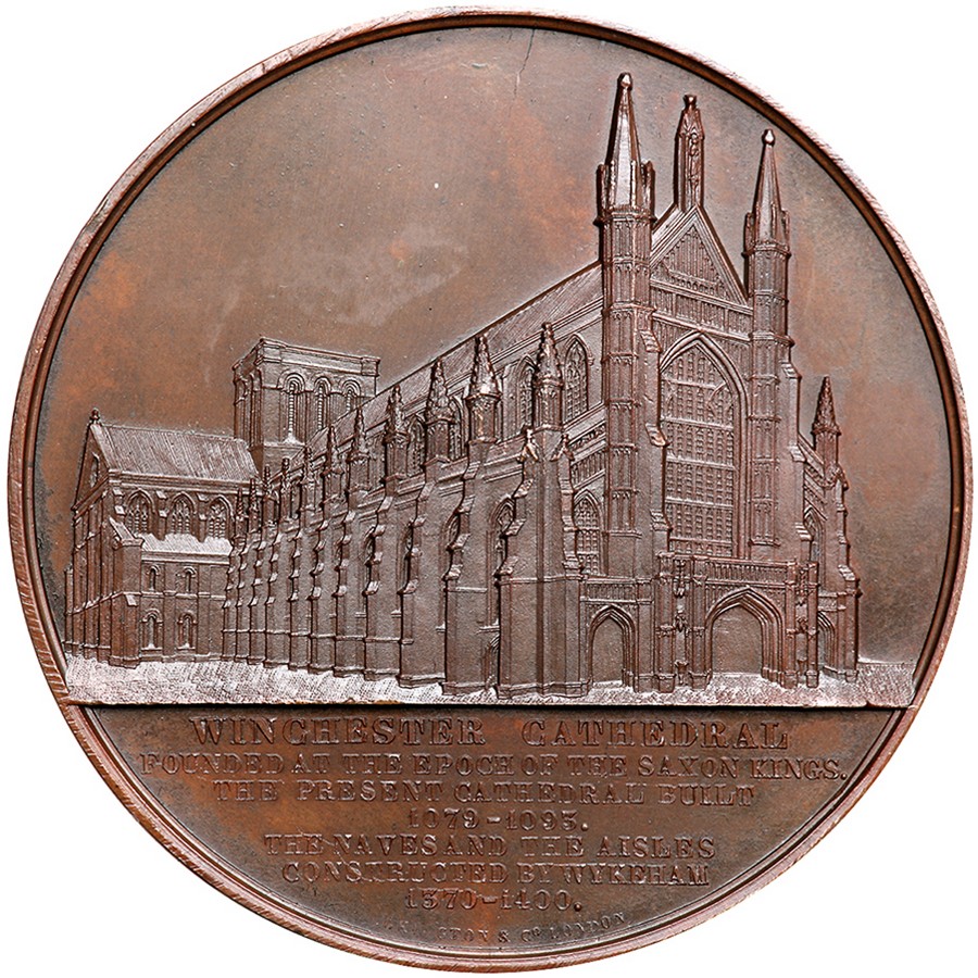 Belgium. Medal (1856). Forrer VI, p.487. Bronze. 60 mm. By Jacques Wiener. Winchester Cathedral (