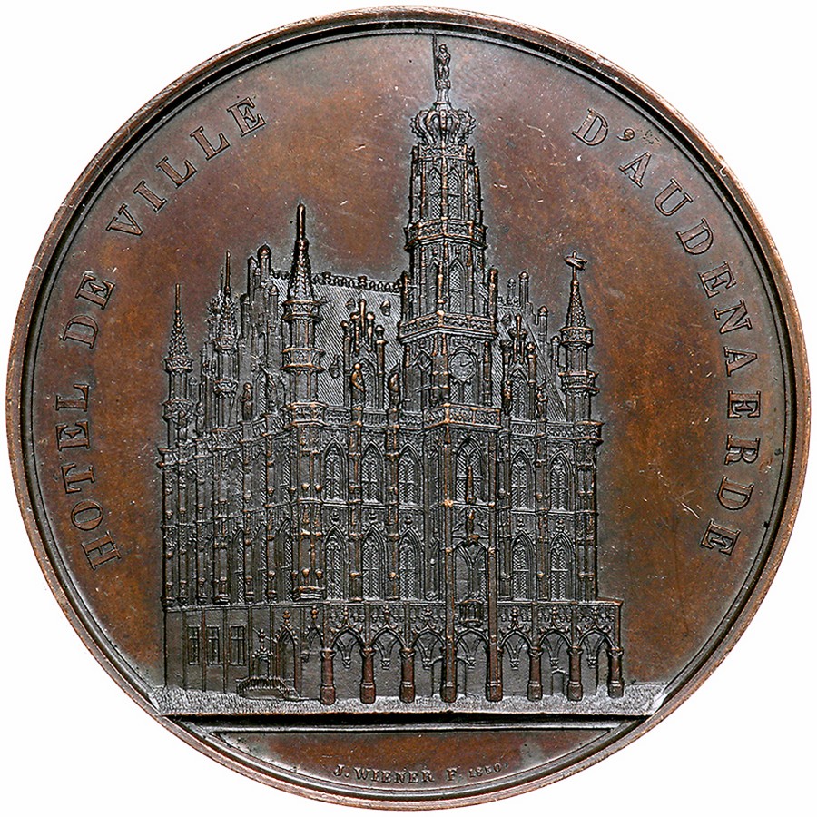 Belgium. Medal, 1850. Hoydonck-71. Bronze. 50 mm. By J. Wiener. Hotel De Ville D`Audenaerde. PCGS