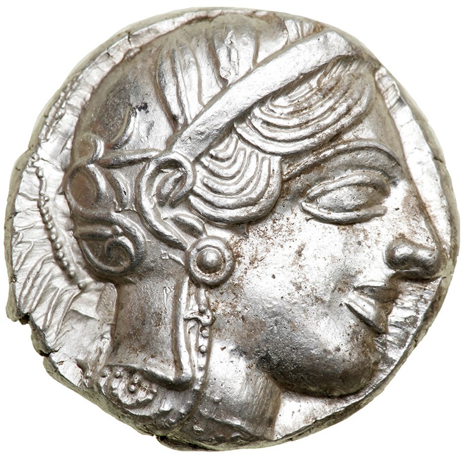 Attica, Athens. Silver Tetradrachm (17.2 g), ca. 460-404 BC. Helmeted head of Athena right, frontal