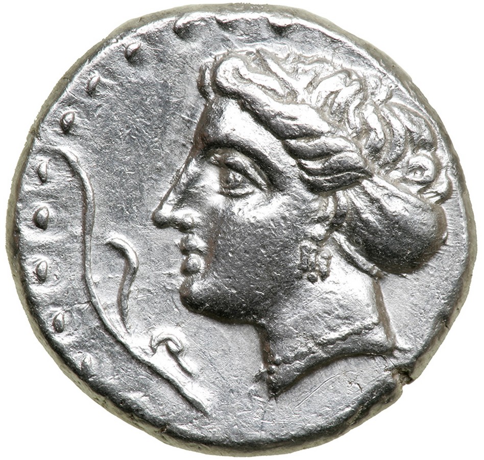 Paphlagonia, Sinope. Silver Drachm (6.0 g), ca. 330-300 BC. Hieroy(mos), magistrate. Head of nymph