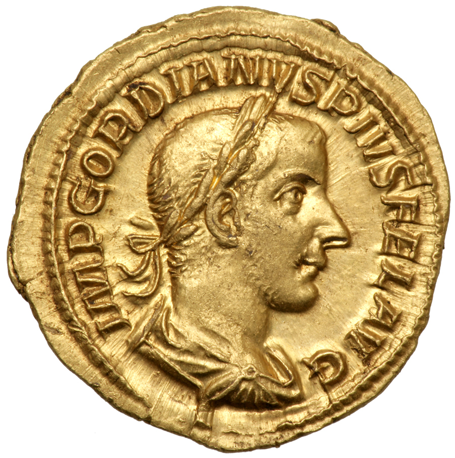 Gordian III. Gold Aureus (5.1 g), AD 238-244. Rome, AD 243/4. IMP GORDIANVS PIVS FEL AVG, laureate,