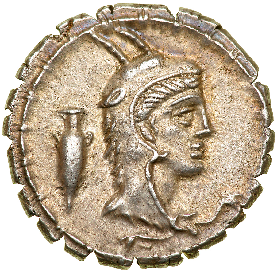 L. Papius. Silver Denarius (4.00 g), 79 BC. Rome. Head of Juno Sospita right, wearing goat`s skin