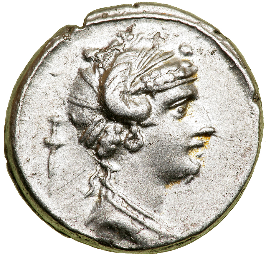 M. Plaetorius M.f. Cestianus. Silver Denarius (3.91 g), 67 BC. Uncertain mint. Draped female bust