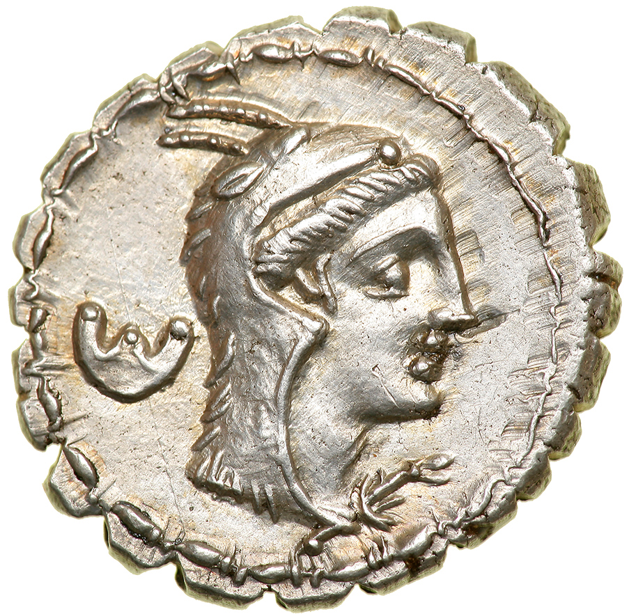 L. Papius. Silver Denarius (4.01 g), 79 BC. Rome. Head of Juno Sospita right, wearing goat`s skin