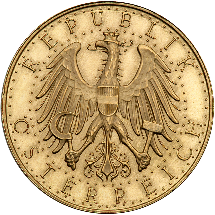 Austria. 100 Schillings, 1928. Fr-520; KM-2842. Weight 0.6807 ounce. Imperial Eagle. About