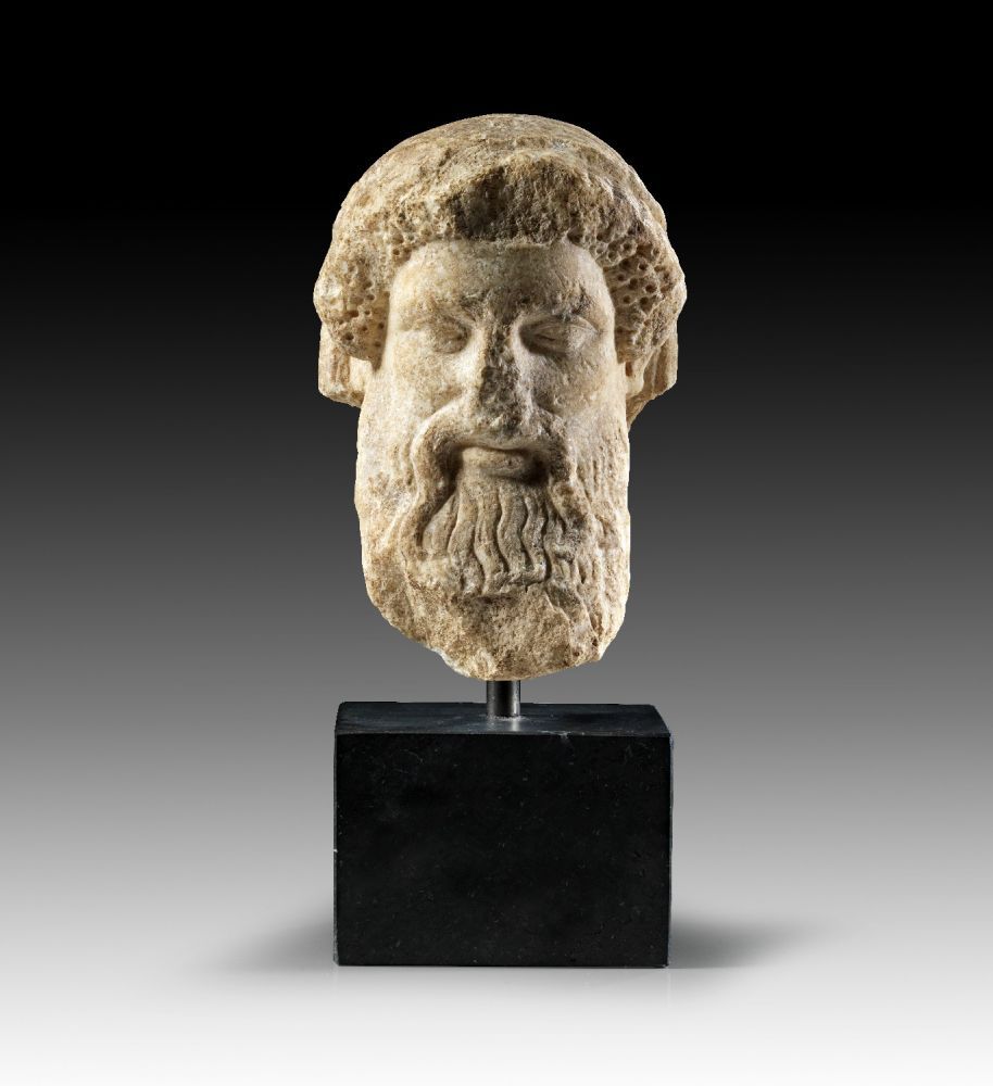 Slightly downsized replica of the Hermes Propylaios, a herm with bearded head of Hermes, which stood