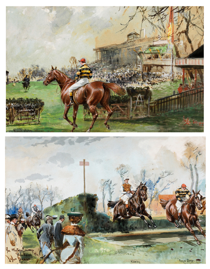 John Beer (1860-1930)
GRAND MILITARY GOLD CUP, SANDOWN PARK, 1906 (A PAIR),
both signed and