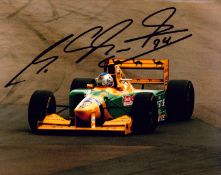 Michael Schumacher signed 1994 Benetton large colour photograph,
his marker pen signature dated '