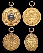 Four 9ct. gold football medals awarded to Sam Hardy,
i) 1910 Robey Charity Cup
ii) The Football