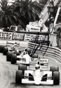 Ayrton Senna signed 1990 Monaco Grand Prix framed photograph,
his marker pen signature on a 7 by