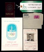 1948 Olympic Games memorabilia,
i & ii) a gymnastics official's pass for Mr J Britton 1948