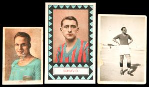 A miniature postcard of the Italy 1934 World Cup player Angelo Schiavio,
6 by 10cm.; sold together