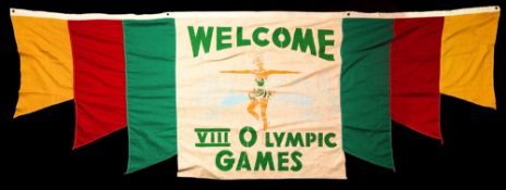 An official banner that hung at the Blyth Arena during the figure skating competitions at the 1960