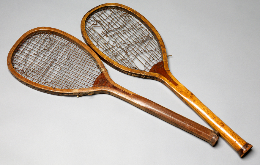 Two early Slazenger racquets a "Renshaw" and a "Doherty" circa 1890-1900,
the earlier Renshaw flat-