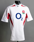 Lewis Moody: a white England No.19 international replacement shirt from the Test Match v France