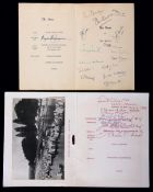 A signed menu of the 1914 Harvard Boat crew reunion at Henley in 1964,
with a newspaper cutting;