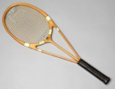 A Hazells Blue Star Streamline racquet circa mid-1930s,
with patent triple branch design
