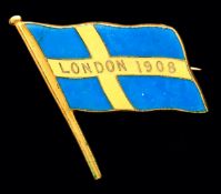 An official Swedish National Olympic Committee badge for the London 1908 Olympic Games,
gilt-