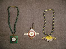 Three members' race badges for west country courses,
in gilt-metal in enamel for: Cheltenham 1956,