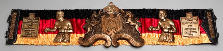 A replica of Max Schmeling's German Boxing Authority belt circa 1930,
with certification from