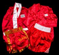 The robe and trunks worn by Iran Barkley when he fought Robert Folley at Trump Taj Mahal in Atlantic