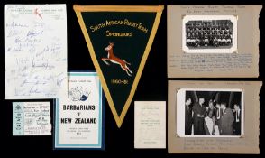 A collection of early 1960s rugby memorabilia,
the lot including an official pennant of the 1960-