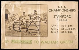 A very rare London Underground poster for the 1927 Amateur Athletics Association Championships at