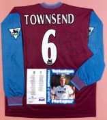 Andy Townsend: a signed claret and blue Aston Villa No.6 jersey season 1997/98, long sleeved,