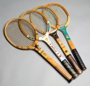 A collection of 31 'portrait' and 'autograph' tennis racquets,
endorsing tennis players