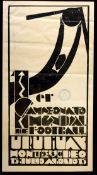 The monochrome version of the official Uruguay 1930 World Cup poster,
33 by 53cm., 13 by 21in.