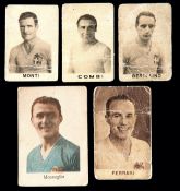 A group of five football cards issued with named photographic portraits of Italy 1934 World Cup