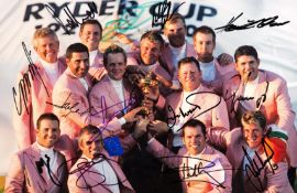 A fully-signed 8 by 12in. colour photograph of the 2006 Ryder Cup European winning team at the K