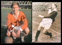 Signed photographs of the Manchester United Knights Sir Matt Busby & Sir Bobby Charlton,
a glossy