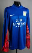 Shay Given: a signed blue Aston Villa goalkeeping jersey season 2011-12,
long-sleeved, Premier