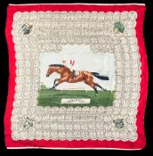 A silk Derby scarf commemorating the victory of the French racehorse Phil Drake in 1955,
sold