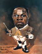 A Chris Eubank signed caricature print, signed in black marker pen and inscribed “To All at Babe