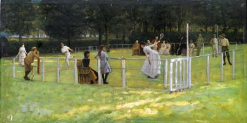 After Sir John Lavery by Maple Grissell (20th century)
THE TENNIS PARTY
signed with initials, oil on